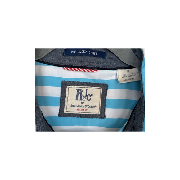 RJC Rebel James Blue Striped “My Lucky Shirt” Men’s M - Picture 8 of 8